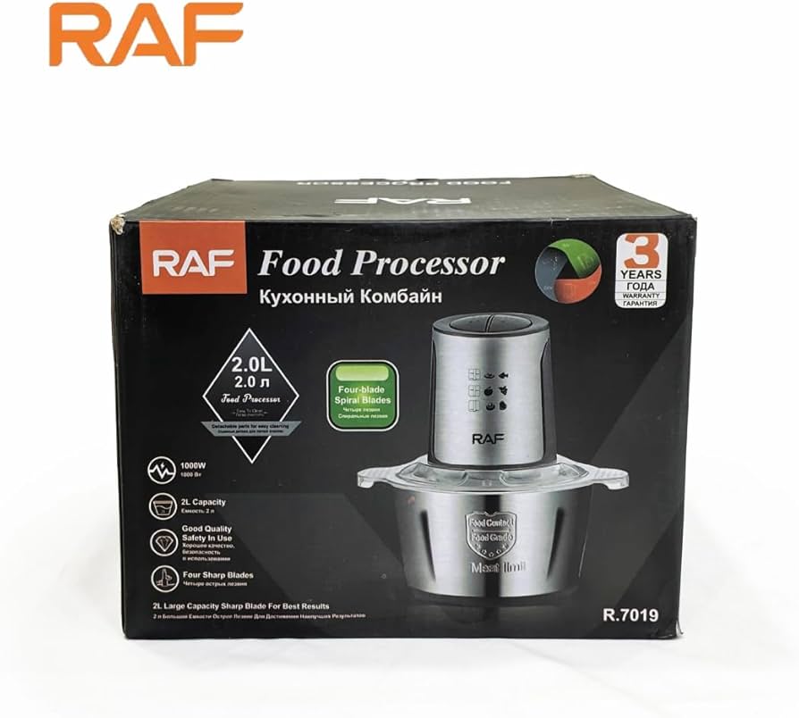 RAF Food Processor & Meat Chopper R.7019 – 2 Speeds & 2 Liter Bowl – 1000W