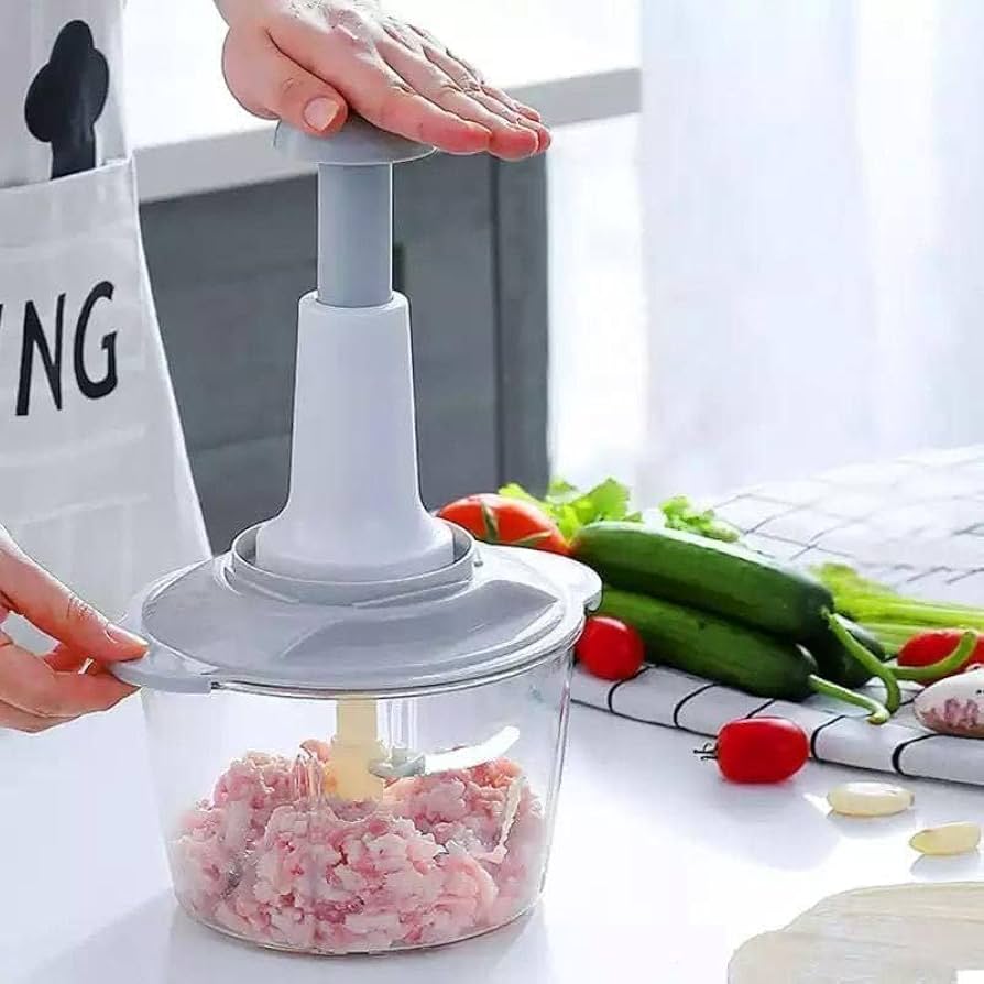 Kitchen Manual Press Vegetable Meat Grinder 2L with Silicone Base