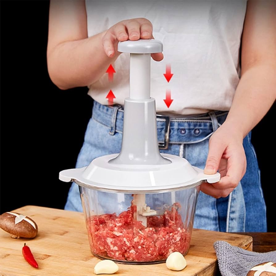 Kitchen Manual Press Vegetable Meat Grinder 2L with Silicone Base