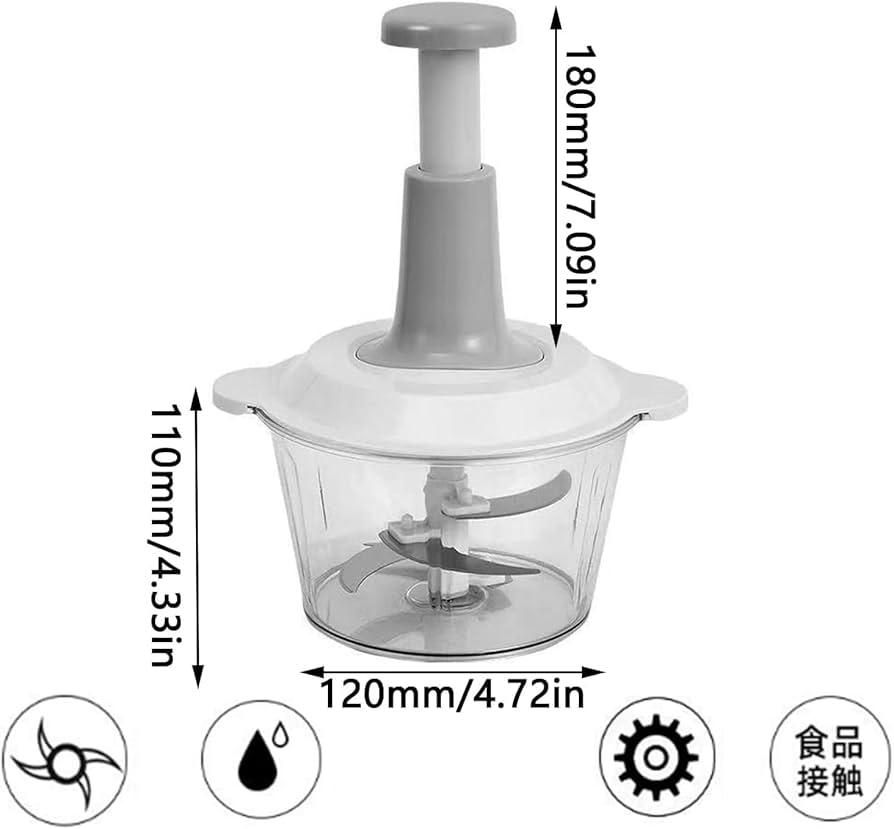 Kitchen Manual Press Vegetable Meat Grinder 2L with Silicone Base
